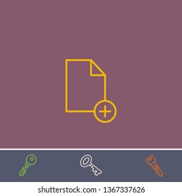 document add vector line icon.Basic element illustration.document add vector outline symbol design.Bonus broken key graphic concept