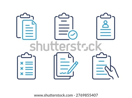 Document Administration and Filling thin line icon set. Minimal web icons