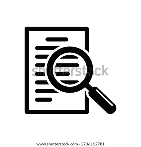 Document Analysis with Magnifying Glass, Simple, Black and White, Conceptual