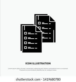 Document, Analytics, Data, Copy, Paper, Resume solid Glyph Icon vector