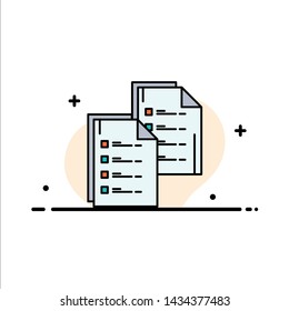 Document, Analytics, Data, Copy, Paper, Resume  Business Flat Line Filled Icon Vector Banner Template