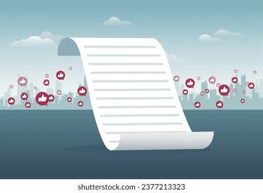 A document announced policy，people agreed. The topic was adopted. Election,vote.Vector illustration in flat style. good reputation.thumbs up, Flat cartoon business success illustration. 