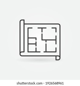 Document with Apartment Plan vector thin line concept icon or design element