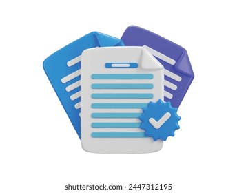 document application paper approved icon 3d render