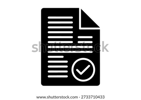 Document approval concept represented by an icon of a document and a check mark