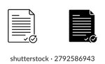 Document approval and file completion vector icon set with document, approval