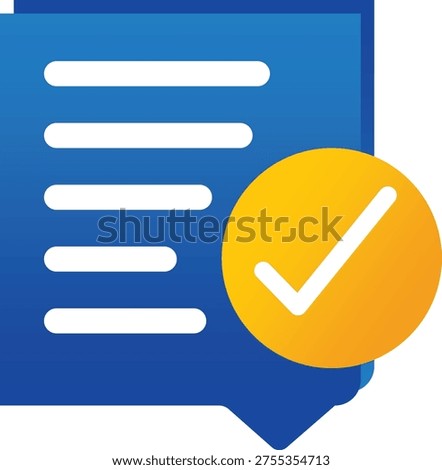 Document approval icon with checklist and checkmark representing verification confirmation report validation contract acceptance business administration paperwork and official document confirmation symbol