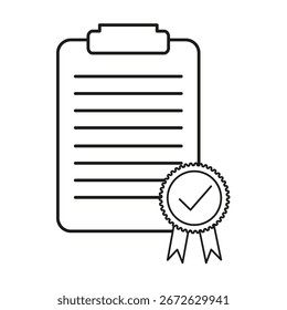 Icono de Aprobación del documento. Símbolo de certificado de calidad. Vector de lista de comprobación aprobado. Ilustración de papeleo. EPS 10.