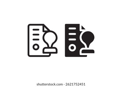 Icono de Aprobación de documento con Vector de sello de goma
