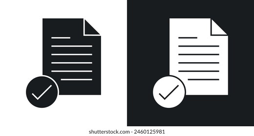 Document Approval Icon Set. Icons for document validation and confirmation. Symbols for authorized agreements.