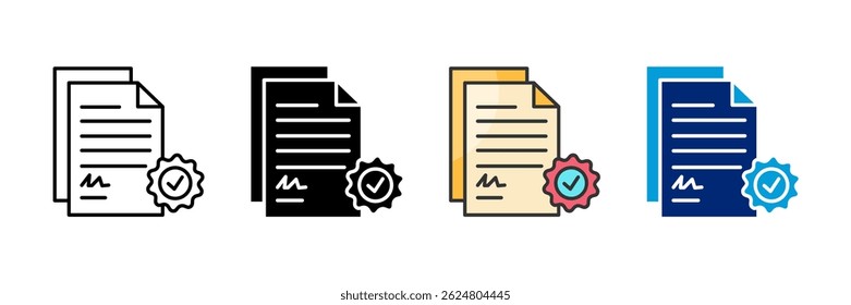 Document Approval Icon Set Multiple Style Collection