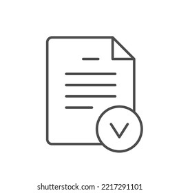 Document approval line outline icon