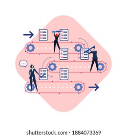 Document Approval Process Automation. Vector Illustration.