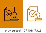 Document Approval Stamp Icon - Clean Line Art Design