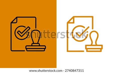 Document Approval Stamp Icon - Clean Line Art Design