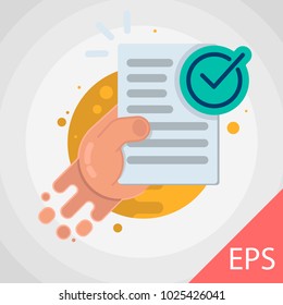 Document With Approval. Vector modern design illustration icon 