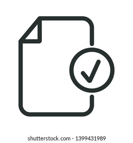 document approved - bold line minimal web icon. simple vector illustration. concept for infographic, website or app.