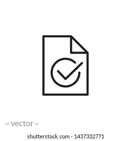 document approved icon, procedure inspect, compliance line symbols on white background - editable stroke vector illustration eps10