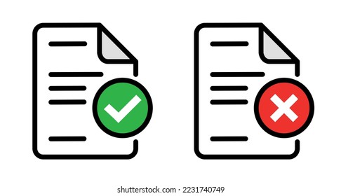 document approved and not approved icon