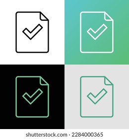 Document approved thin line icon: paper sheet with check mark. Modern vector illustration.