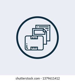 Document archive, box with files line icon concept. Document archive, box with files flat vector symbol, sign, outline illustration.