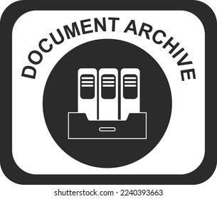 Document archive icon, document management icon black vector