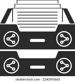 Document archive icon, document management icon black vector