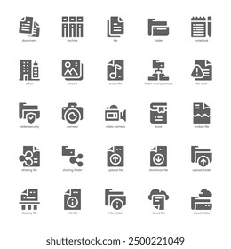 Document Archive icon pack for your website, mobile, presentation, and logo design. Document Archive icon glyph design. Vector graphics illustration and editable stroke.