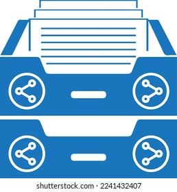Document archive icon, project document icon blue vector