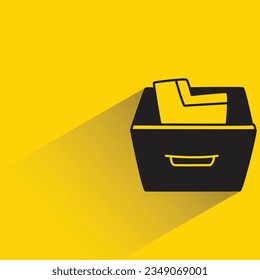 document archive with shadow on yellow background