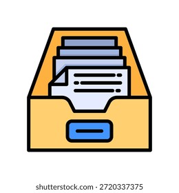 Ícone de arquivamento de documento Ilustração do vetor de cores linear