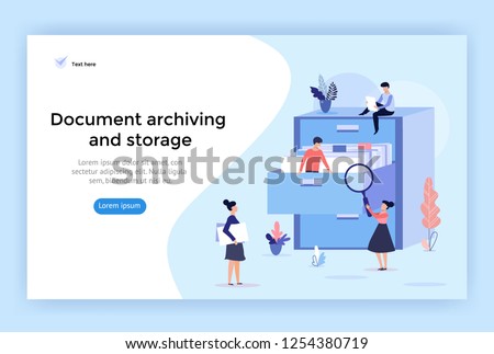 Document archiving and storage concept illustration, perfect for web design, banner, mobile app, landing page, vector flat design