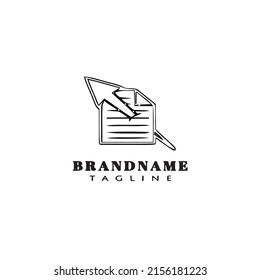 document with arrow up cartoon design logo template icon black modern isolated vector illustration