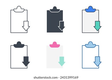 Document with Arrow Download icon collection with different styles. Documents symbol vector illustration isolated on white background