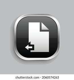 document arrow left icon design. Glossy Button style rounded rectangle isolated on gray background.. Vector illustration