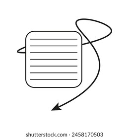Document with arrow. Vector process flow icon.