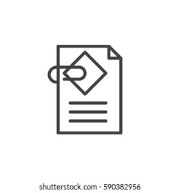 Document attachment line icon, outline vector sign, linear style pictogram isolated on white. Symbol, logo illustration. Editable stroke. Pixel perfect