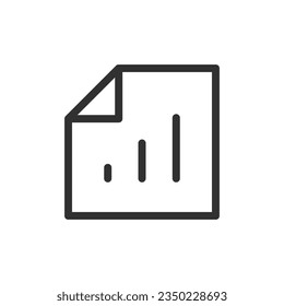 Document with bar chart, linear icon. Statistics. Line with editable stroke