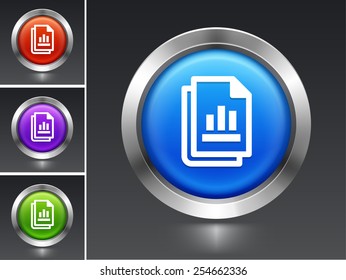 Document with Bar Graph on Blue Round Button