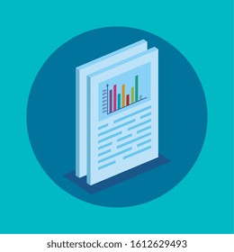 document with bars statistical graph isolated icon vector illustration design