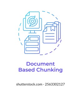 Document based chunking blue gradient concept icon. Keeping context. Level of segmentation strategy in RAG. Round shape line illustration. Abstract idea. Graphic design. Easy to use in presentation