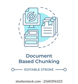 Document based chunking soft blue concept icon. Keeping context. Level of segmentation strategy in RAG. Round shape line illustration. Abstract idea. Graphic design. Easy to use in presentation