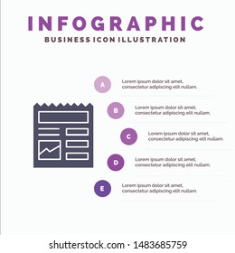 Document, Basic Picture Solid Icon Infographics 5 Steps Presentation Background