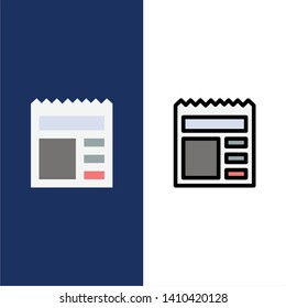 Document, Basic, Ui, Bank  Icons. Flat and Line Filled Icon Set Vector Blue Background