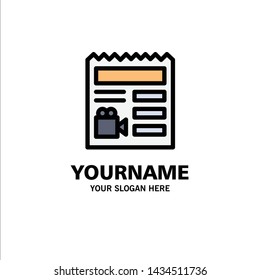 Document, Basic, Video, Camera Business Logo Template. Flat Color