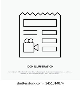 Document, Basic, Video, Camera Line Icon Vector