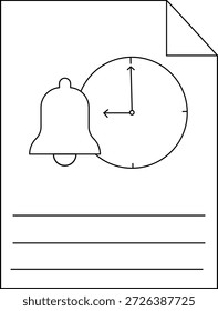 Documento com campainha e gráfico de relógio acima de linhas em branco