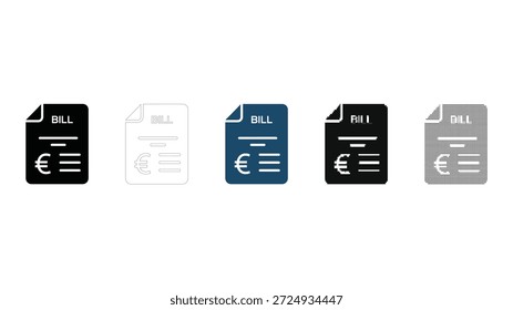 Ícone de faturamento de documento definido para contabilidade financeira de pagamento de fatura