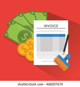 document bills coins payment financial item icon. Invoice design, vector illustration