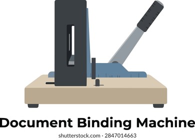 Document Binding Machine Office Paper Punch and Binder Flat Vector Icon   